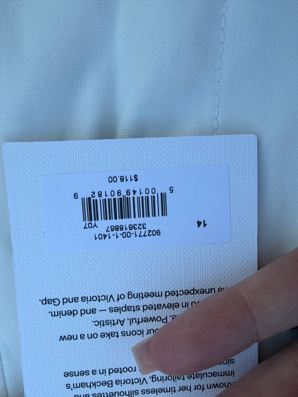 Victoria Beckham White Dress Slacks Gap Collab sz 14 with Subtle Label Detail - Picture 8 of 15
